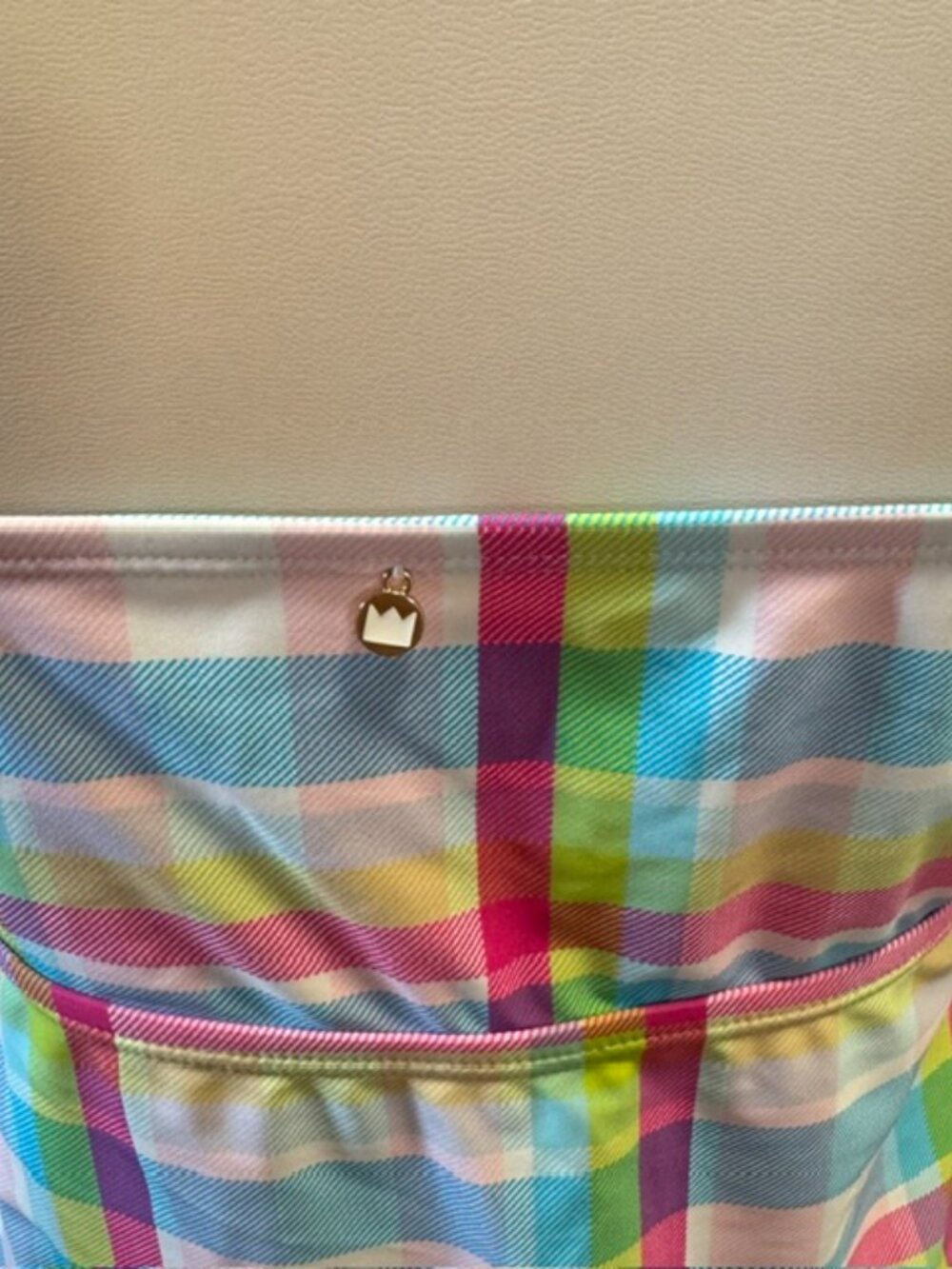 Crown & Ivy Pastel Plaid Ruffle V-Wire Tankini Top Size Large - Picture 5 of 9
